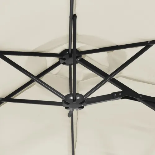 Dvostruki vrtni suncobran LED pješčano bijeli 316 x 145 cm - Bijela Cijena
