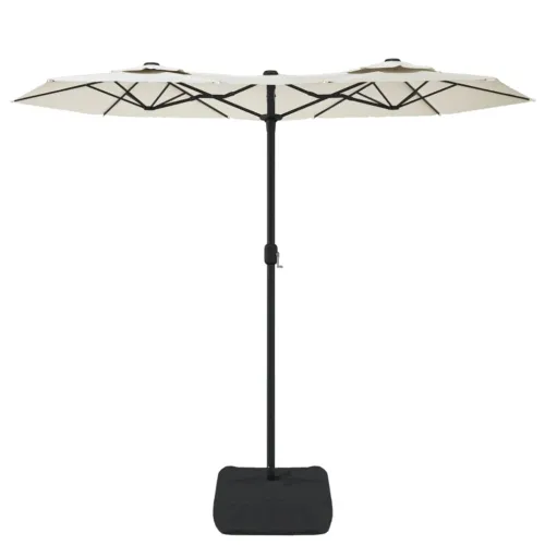 Dvostruki vrtni suncobran LED pješčano bijeli 316 x 145 cm - Bijela Cijena