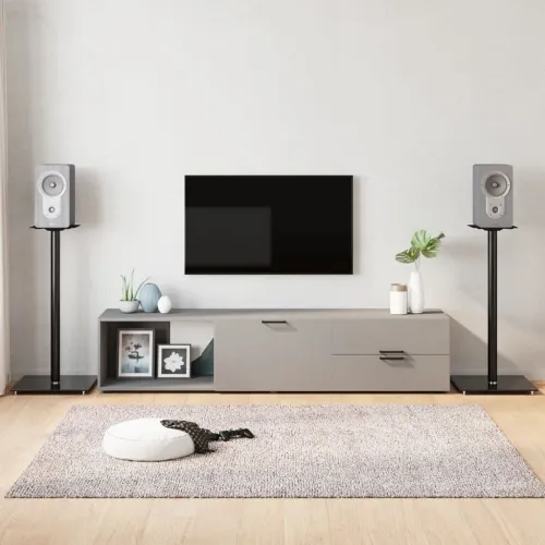 Stalci za zvučnike crni 2 kom kaljeno staklo dizajn s 1 stupom - Crna 40 x 40 x 86 cm Crna 40 x 40 x 86 cm Cijena