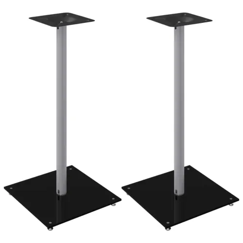 Stalci za zvučnike crno-srebrni 2 kom kaljeno staklo s 1 stupom - Crna i srebrna 40 x 40 x 86 cm Crna i srebrna 40 x 40 x 86 cm Cijena