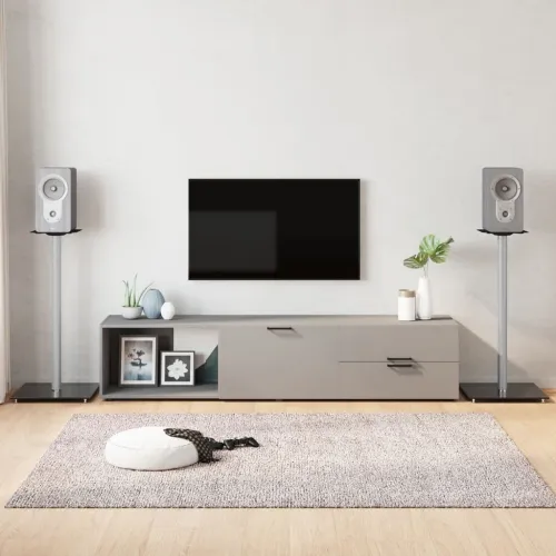 Stalci za zvučnike crno-srebrni 2 kom kaljeno staklo s 1 stupom - Crna i srebrna 40 x 40 x 86 cm Crna i srebrna 40 x 40 x 86 cm Cijena