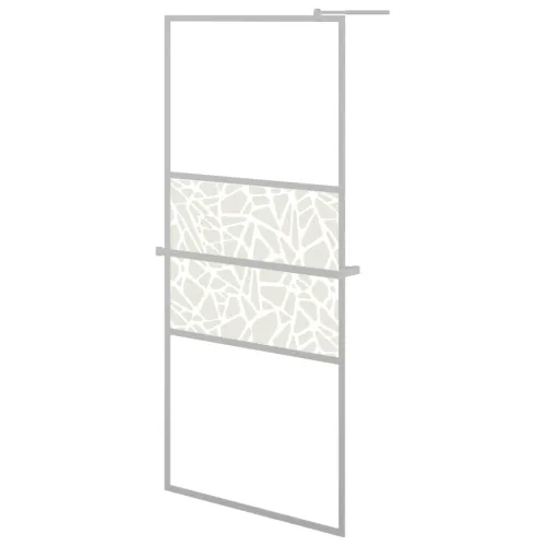 Pregrada za tuš s policom krom 100x195 cm staklo ESG i aluminij - Krom 100 x 195 cm uzorak kamena Cijena