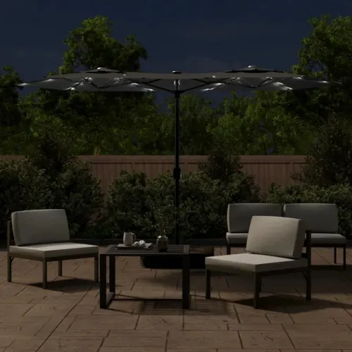 Dvostruki vrtni suncobran s LED svjetlima antracit 316 x 145 cm - Antracit Cijena