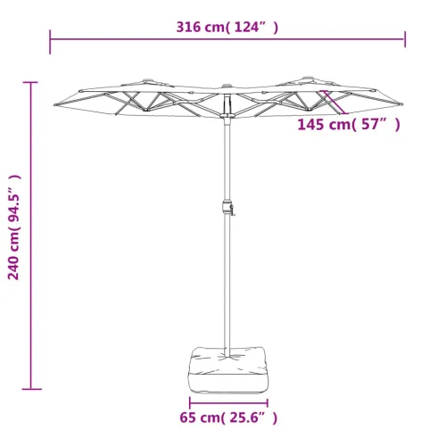 Dvostruki vrtni suncobran s LED svjetlima antracit 316 x 145 cm - Antracit Cijena