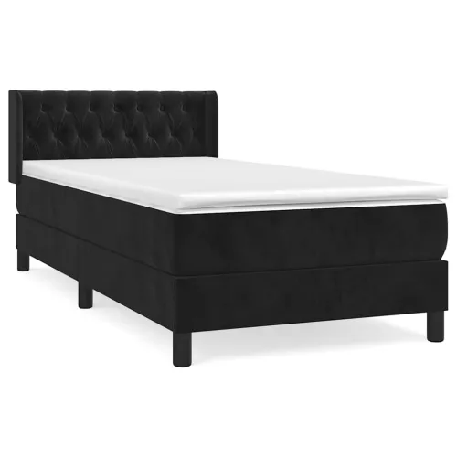 Box spring krevet s madracem crni 100x200 cm baršunasti - Crna 100 x 200 cm Dizajn s gumbima Cijena