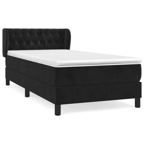 Box spring krevet s madracem crni 100x200 cm baršunasti - Crna 100 x 200 cm Dizajn s gumbima Cijena