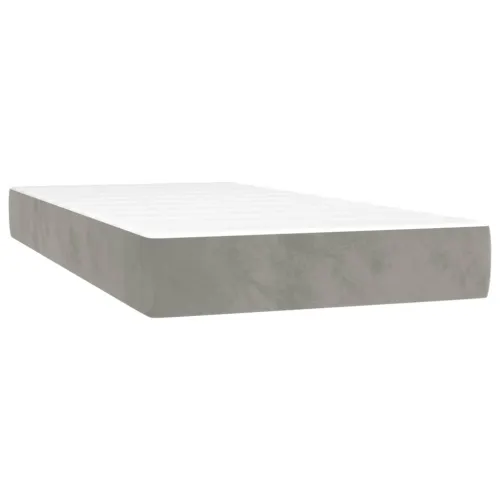 Box spring krevet s madracem svjetlosivi 100x200 cm baršunasti - Svjetlosiva 100 x 200 cm Obično s čavlima Cijena