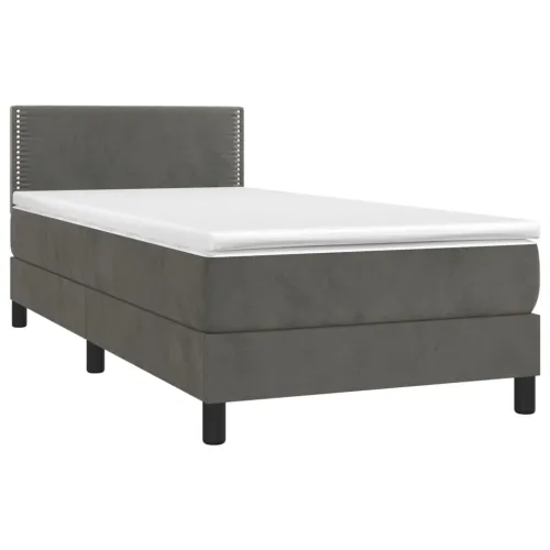 Box spring krevet s madracem tamnosivi 100x200 cm baršunasti - Tamno siva 100 x 200 cm Obično s čavlima Cijena