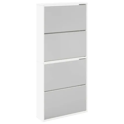 Ormarić za cipele s 4 razine i ogledalom 63x17x134 cm bijeli - Bijela 1 1 1 Cijena