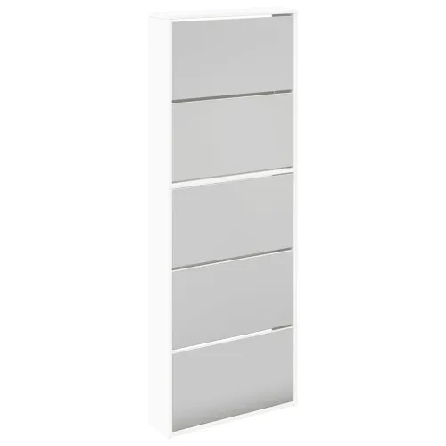 Ormarić za cipele s 5 razina i ogledalom 63x17x169,5 cm bijeli - Bijela 1 1 1 Cijena