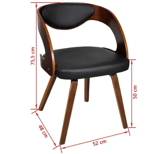Blagovaonske stolice od drva i umjetne kože 4 kom smeđe - Black and dark brown 4 Cijena