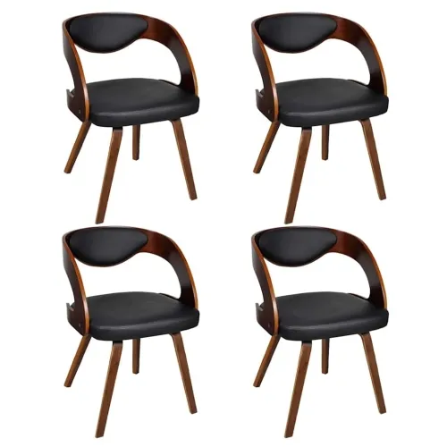 Blagovaonske stolice od drva i umjetne kože 4 kom smeđe - Black and dark brown 4 Cijena