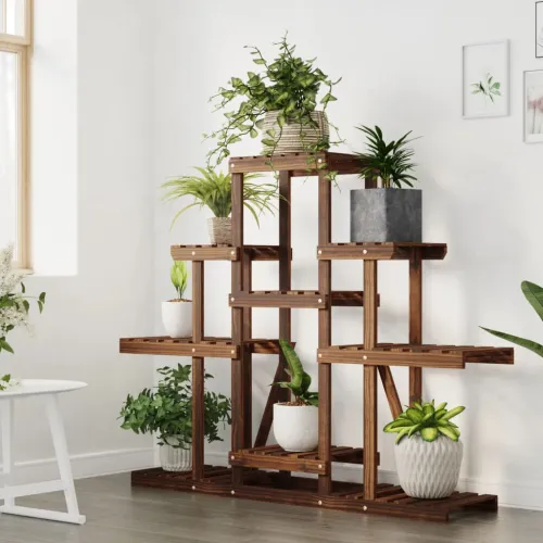 Stalak za cvijeće 110 x 25 x 96 cm od masivne jelovine - Smeđa 110 x 25 x 96 cm Cijena