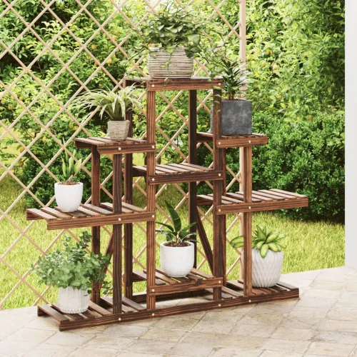 Stalak za cvijeće 110 x 25 x 96 cm od masivne jelovine - Smeđa 110 x 25 x 96 cm Cijena