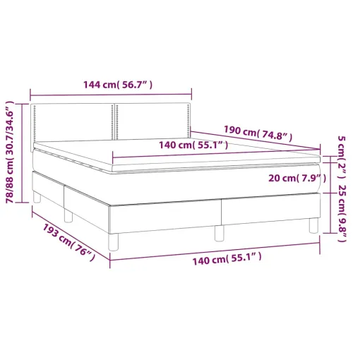 Boxspring - Krevet s oprugama i madracem crni 140 x 190 cm baršunasti - Crna 140 x 190 cm Obično s čavlima Cijena