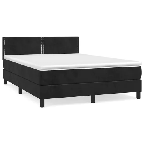 Boxspring - Krevet s oprugama i madracem crni 140 x 190 cm baršunasti - Crna 140 x 190 cm Obično s čavlima Cijena