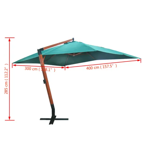 Konzolni suncobran Melia 300 x 400 zeleni - Zelena Cijena