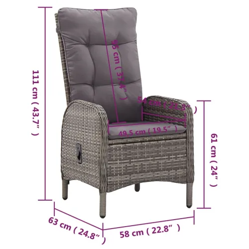 3-dijelni vrtni bistro set od poliratana sivi - Siva i smeđa Ø 60 cm table 2 Cijena