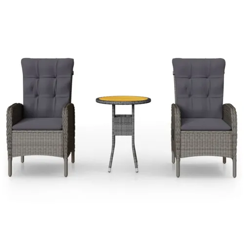 3-dijelni vrtni bistro set od poliratana sivi - Siva i smeđa Ø 60 cm table 2 Cijena