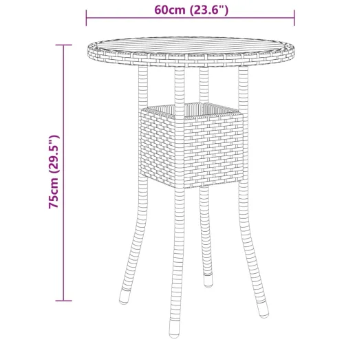 3-dijelni vrtni bistro set od poliratana crni - Crna i smeđa Ø 60 cm table 2 Cijena