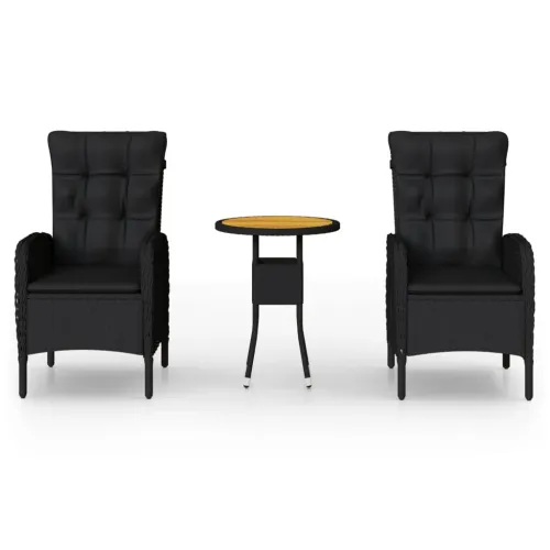 3-dijelni vrtni bistro set od poliratana crni - Crna i smeđa Ø 60 cm table 2 Cijena