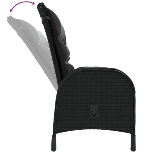 3-dijelni vrtni bistro set od poliratana crni - Crna i smeđa Ø 60 cm table 2 Cijena