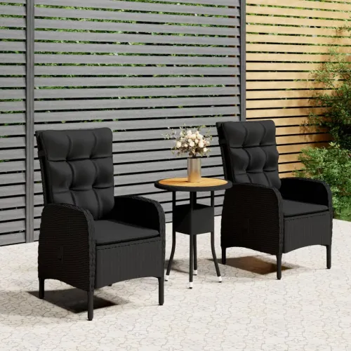 3-dijelni vrtni bistro set od poliratana crni - Crna i smeđa Ø 60 cm table 2 Cijena