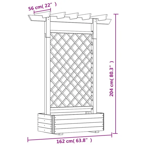 Vrtna pergola sa sadilicom 162 x 56 x 204 cm drvena Cijena