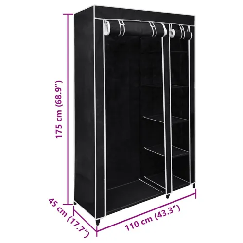 Sklopivi Ormar Crni 110 x 45 x 175 cm  - Crna 1 1 Cijena