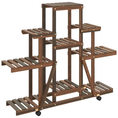 Stalak za cvijeće s kotačima 110x25x101 cm od masivne jelovine - Smeđa 110 x 25 x 101 cm Cijena