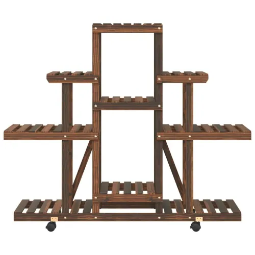 Stalak za cvijeće s kotačima 110x25x101 cm od masivne jelovine - Smeđa 110 x 25 x 101 cm Cijena