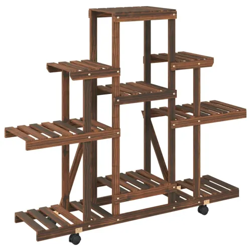 Stalak za cvijeće s kotačima 110x25x101 cm od masivne jelovine - Smeđa 110 x 25 x 101 cm Cijena