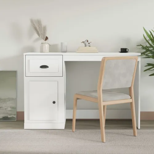 Radni stol s ladicom bijeli 115 x 50 x 75 cm konstruirano drvo - Bijela Bijela Cijena