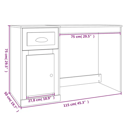 Radni stol s ladicom bijeli 115 x 50 x 75 cm konstruirano drvo - Bijela Bijela Cijena