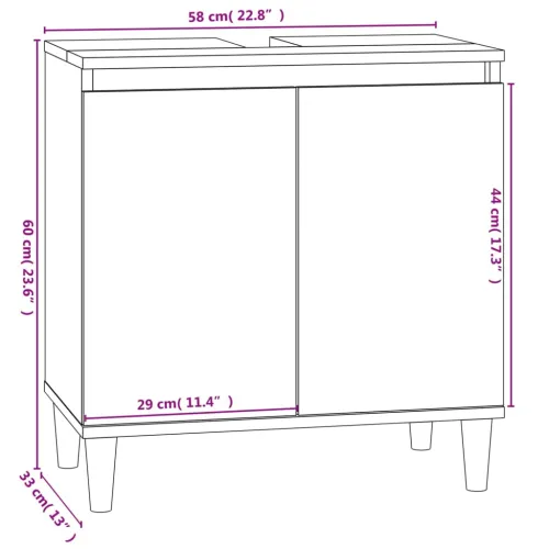Ormarić za Lavabo - Umivaonik bijeli 58 x 33 x 60 cm konstruirano drvo - Bijela Cijena