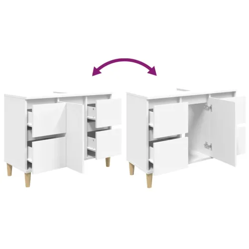 Ormarić za Lavabo - Umivaonik bijeli 80 x 33 x 60 cm konstruirano drvo - Bijela Cijena
