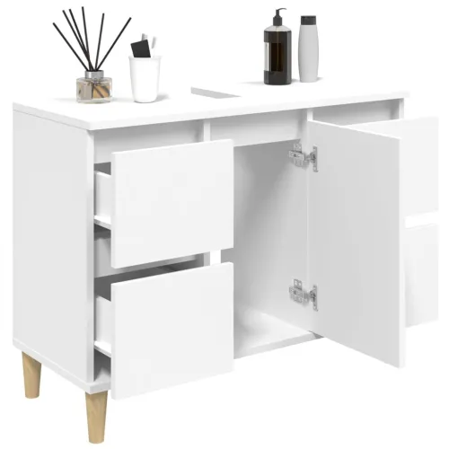 Ormarić za Lavabo - Umivaonik bijeli 80 x 33 x 60 cm konstruirano drvo - Bijela Cijena