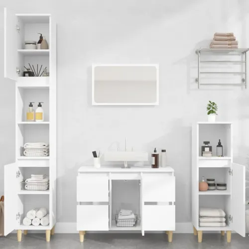 Ormarić za Lavabo - Umivaonik bijeli 80 x 33 x 60 cm konstruirano drvo - Bijela Cijena