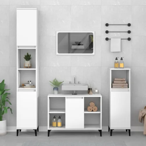 Ormarić za Lavabo - Umivaonik bijeli 80 x 33 x 60 cm konstruirano drvo - Bijela Cijena