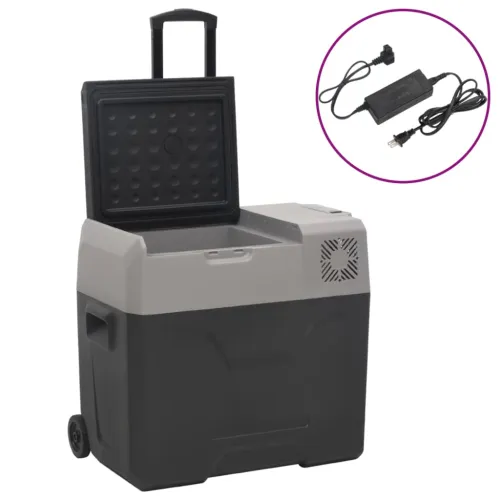Prijenosni hladnjak s kotačima i adapterom crno-sivi 50 L PP - 50 l s adapterom Cijena