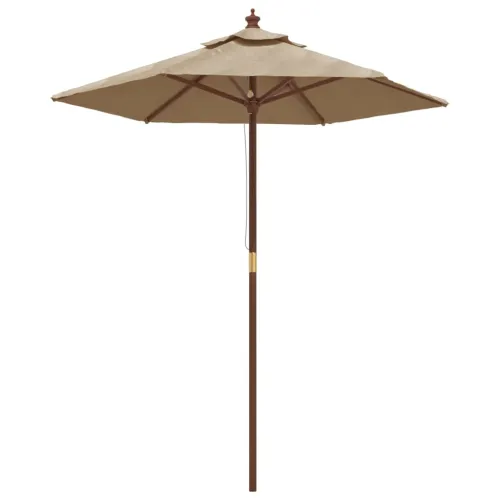 Vrtni suncobran s drvenim stupom smeđesivi 196 x 231 cm - Sivo-smeđa Cijena