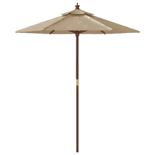 Vrtni suncobran s drvenim stupom smeđesivi 196 x 231 cm - Sivo-smeđa Cijena