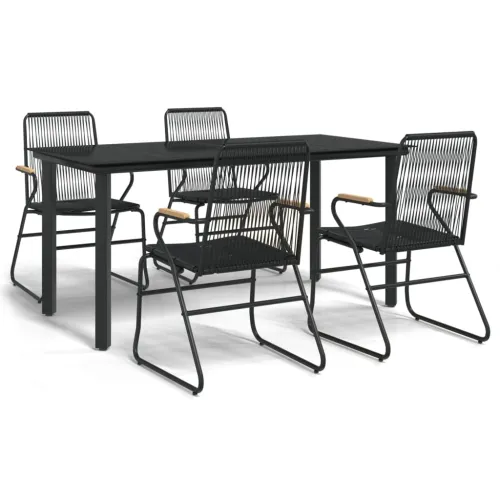 Vrtna garnitura - 5-dijelni vrtni blagovaonski set od PVC ratana crni - Dužina stola 160 cm 4 Cijena