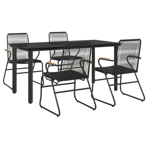 Vrtna garnitura - 5-dijelni vrtni blagovaonski set od PVC ratana crni - Dužina stola 160 cm 4 Cijena