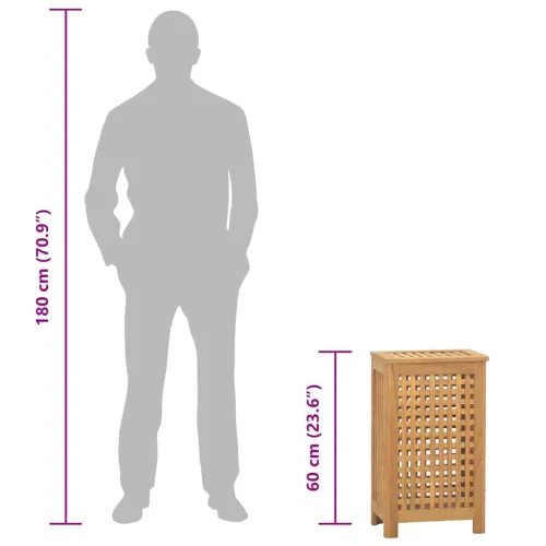 Košarica za rublje Prirodna Čvrsto teak drvo - 35 x 25 x 60 cm bez platnene torbe Cijena
