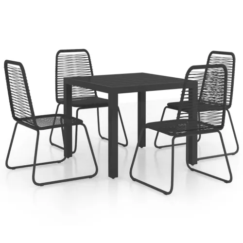 Vrtna garnitura - 5-dijelni vrtni blagovaonski set od PVC ratana crni - Crna Dužina stola 79 cm 4 Cijena