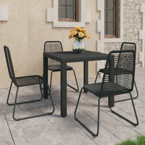 Vrtna garnitura - 5-dijelni vrtni blagovaonski set od PVC ratana crni - Crna Dužina stola 79 cm 4 Cijena