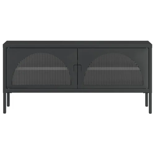 TV ormarić crni 105 x 35 x 50 cm od stakla i čelika Cijena