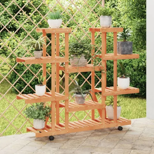 Stalak za cvijeće s kotačima 110x25x115 cm od masivne jelovine - Svjetlosmeđa 110 x 25 x 115 cm Cijena