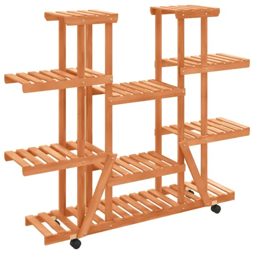 Stalak za cvijeće s kotačima 110x25x115 cm od masivne jelovine - Svjetlosmeđa 110 x 25 x 115 cm Cijena